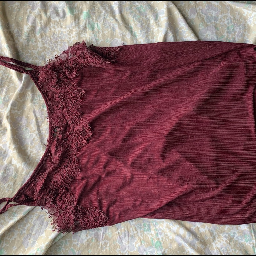Burgandy Lace Cami Top